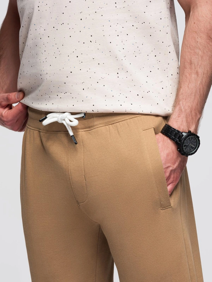 Men's sweatpants with unlined leg - brown V2 OM-PABS-0206