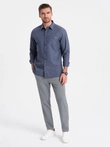 Pantaloni chino pentru bărbați cu talie elastică SLIM FIT - gri V1 OM-PACP-0158
