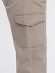 Men's JOGGER pants with zippered cargo pockets - beige V2 OM-PAJO-0123