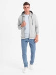 Men's softly structured hooded sweatshirt - grey V4 OM-SSZP-0191