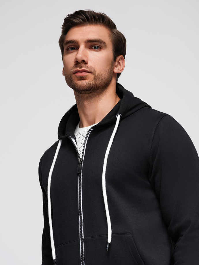 Pánska mikina BASIC na zips s kapucňou - čierna V5 OM-SSBZ-0178