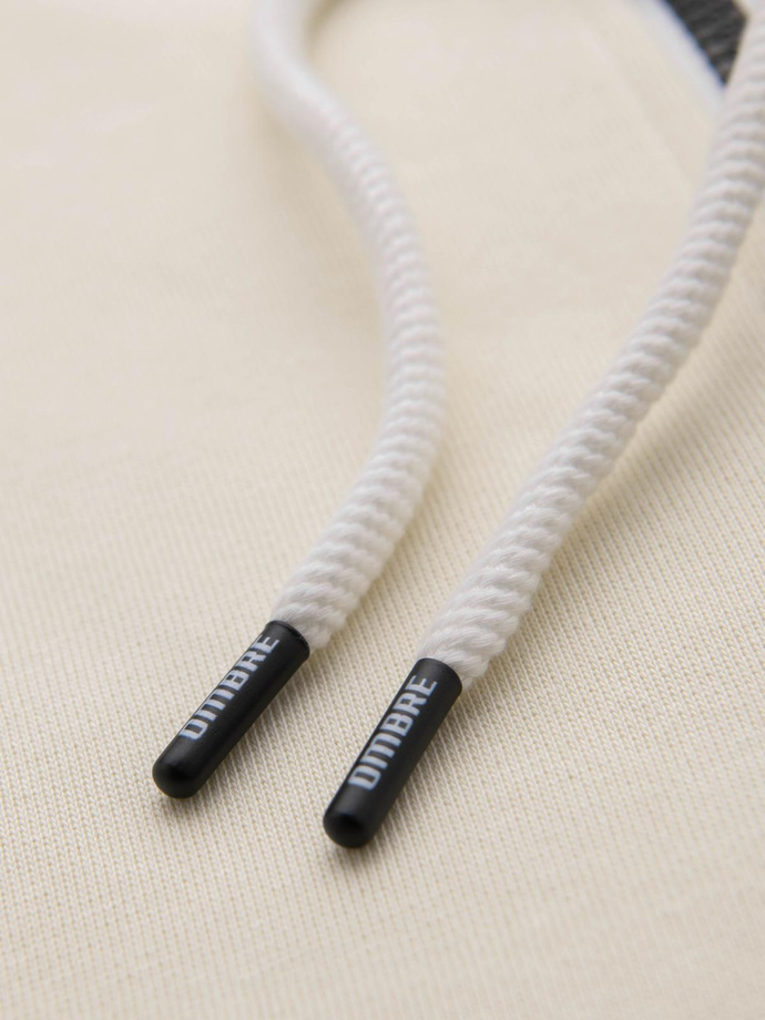 Pánska mikina BASIC na zips s kapucňou - krémová V11 OM-SSBZ-0178