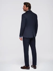Men's knitted jacket with a fitted cut - navy blue V3 OM-BLZB-0100
