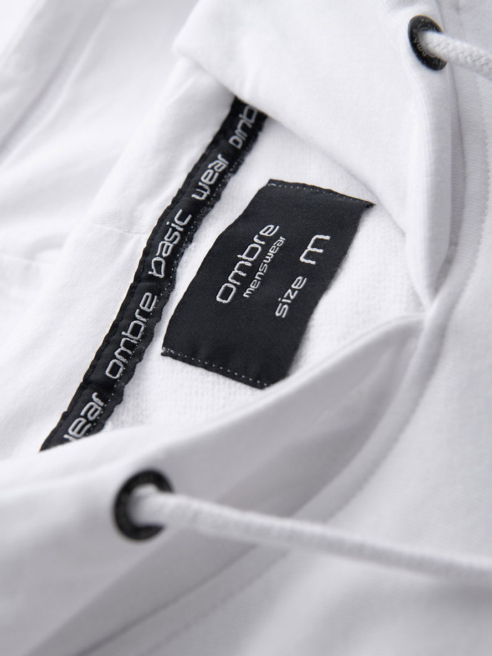 Pánska mikina klokanka s kapucňou a potlačou - biela V3 OM-SSPS-0158