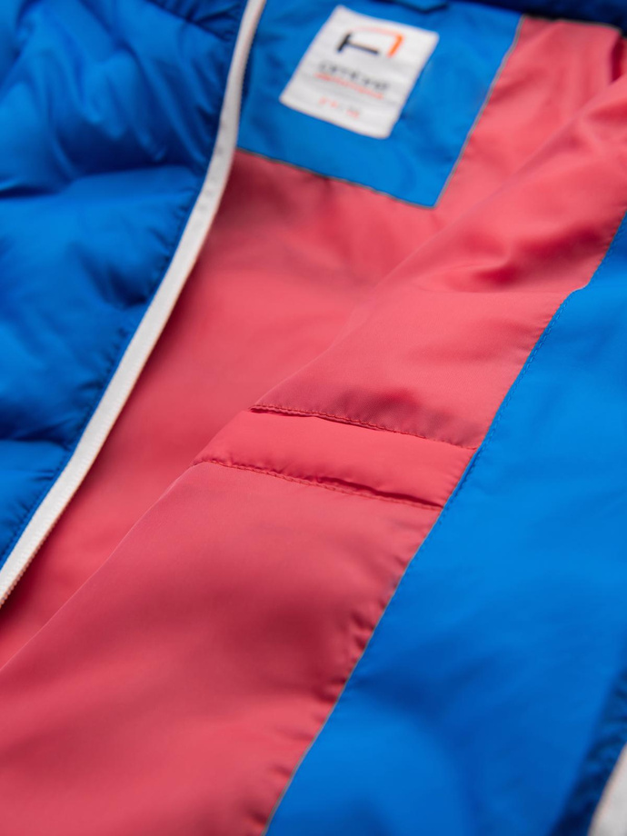 Vyriška dygsniuota striukė su nuimamu gobtuvu - mėlyna ir raudona V1 OM-JALP-0206