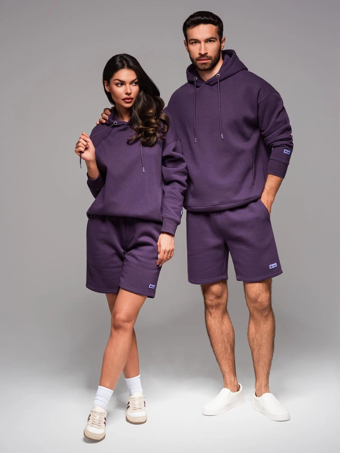 UNISEX tepláková súprava mikina + šortky - fialová V13 Z110