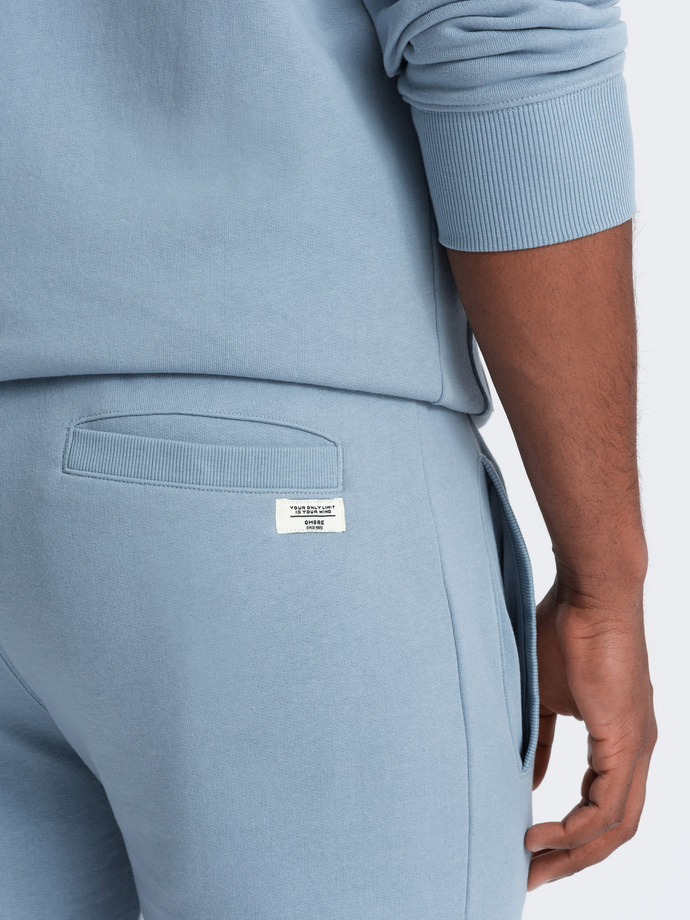 Men's sweatshirt set unbuttoned sweatshirt + shorts - blue V7 Z76