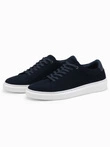 Classic men's soft suede sneaker shoes - navy blue V4 OM-FOCS-0163