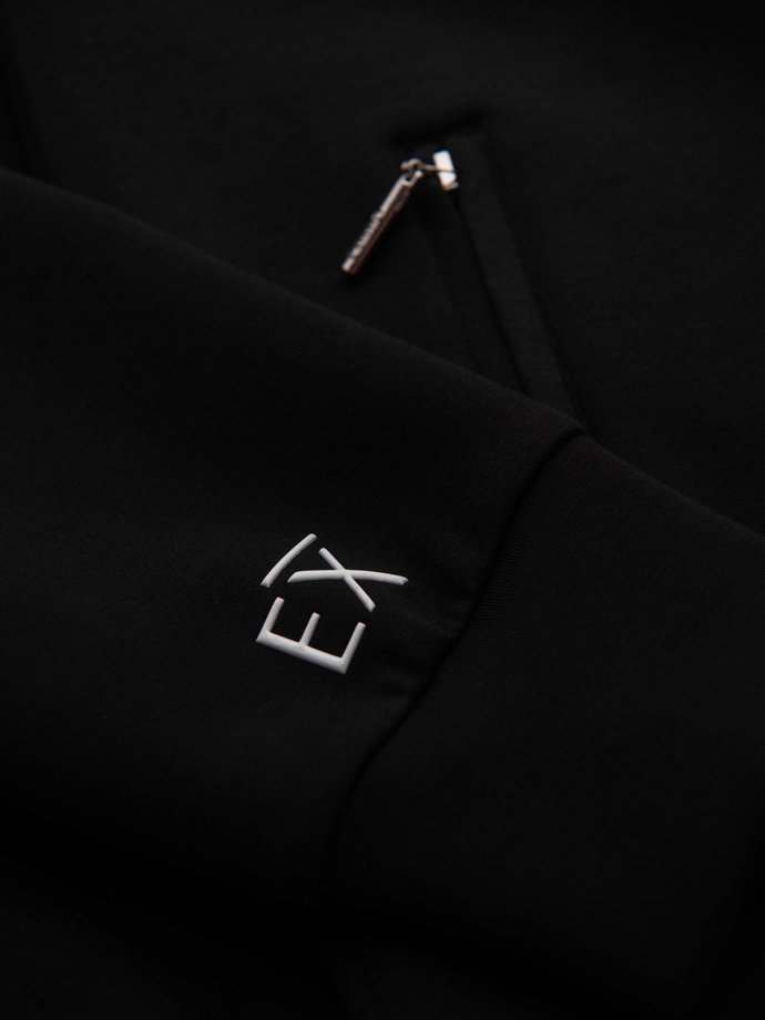 Pánská mikina se stojáčkem a kapucí - černá V1 OM-SSZP-0216