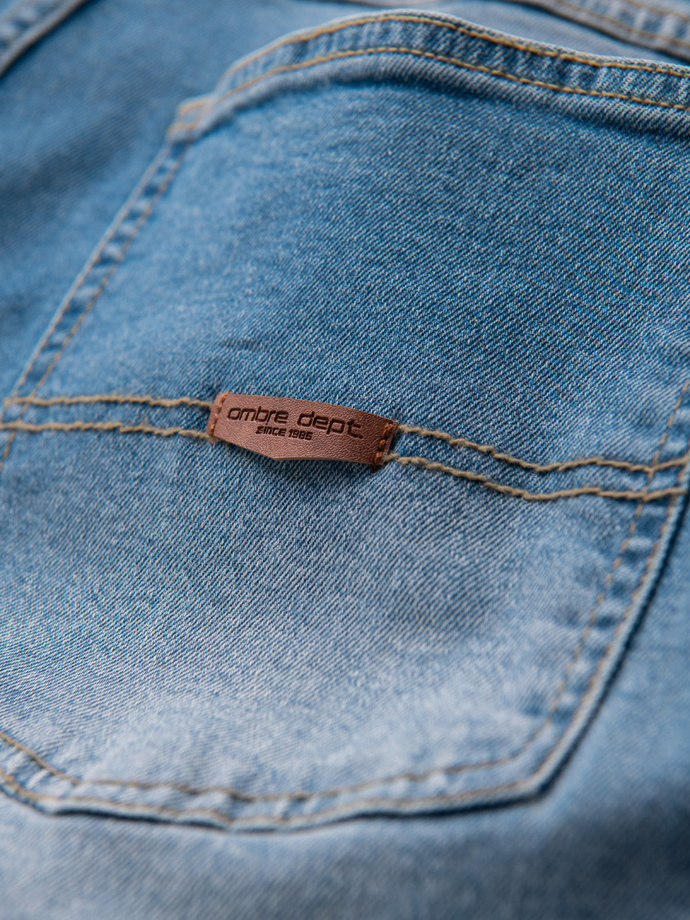 Pantaloni bărbătești SLIM FIT din denim cu frecare - albastru deschis V1 OM-PADP-0255