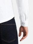 Vyriški trikotažiniai SLIM FIT marškiniai ilgomis rankovėmis - balti V1 OM-SHCS-0177