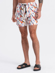 Pantaloni scurți de baie pentru bărbați cu imprimeu colorat - alb V2 OM-SRBS-0140