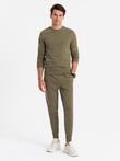 BASIC men's cotton sweatshirt set BASIC sweatshirt + joggers - olive V2 Z84