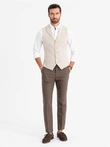 Fitted elegant men's vest with elastane and lapels - beige V2 OM-BLZV-0145