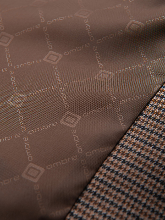 Men's casual blazer in delicate check - brown V1 OM-BLZB-0116