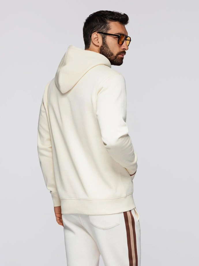 Vyriškas BASIC džemperis su kengūra ir gobtuvu - kreminis V11 B1674