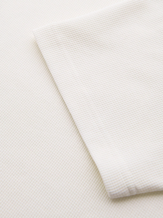 Men's waffle-textured T-shirt with round neckline - broken white V1 OM-TSCT-0197