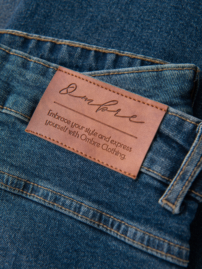 Pantaloni bărbătești REGULAR FIT din denim cu frecare - albastru închis V2 OM-PADP-0254