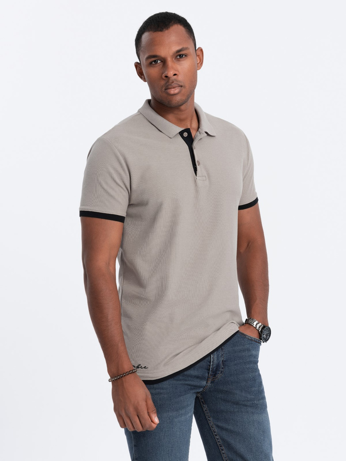 Men's cotton polo shirt - light brown S1382