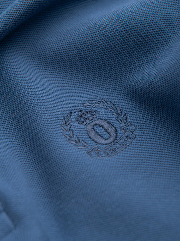 BASIC tricou polo pentru bărbați, tricou piqué monocolor - albastru V16 OM-POBS-0100