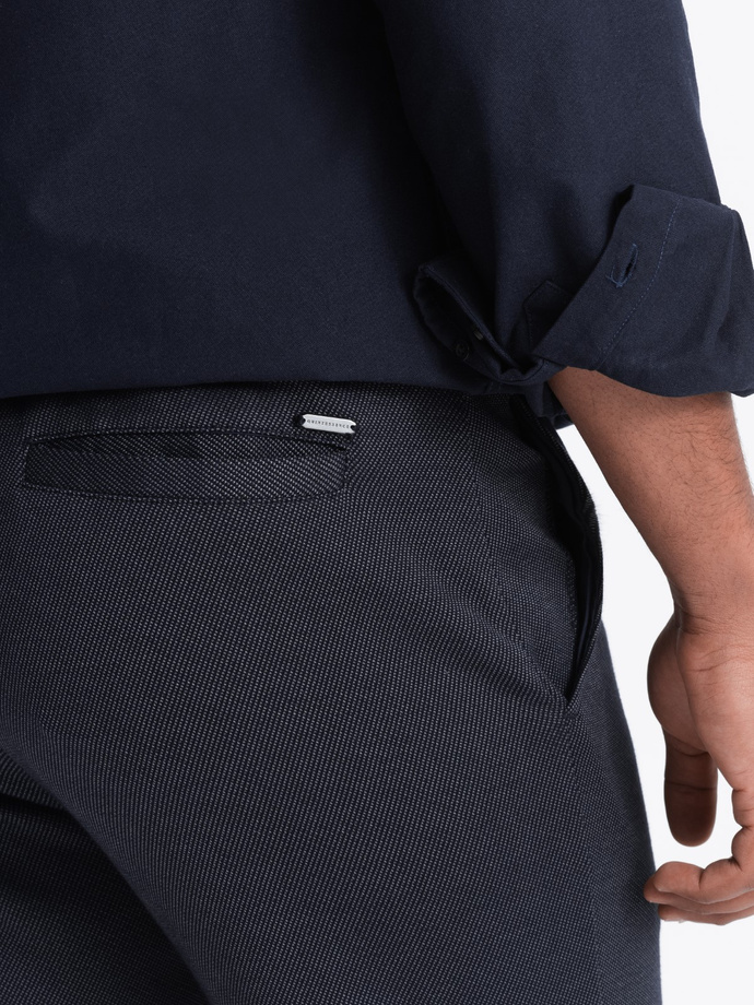 Pantaloni CARROT pentru bărbați CARROT din tricot structurat în două tonuri - albastru marin V1 OM-PACP-0168