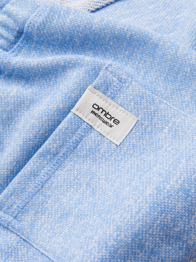 Pantaloni scurți bărbătești LOOSE FIT din țesătură melange - albastru deschis V1 OM-SRSK-0116