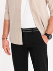Pantaloni chino pentru bărbați cu talie decorativă - negru V1 OM-PACP-0118