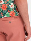 Men's denim classic shorts with rolled up leg - coral V6 OM-SRDS-0162