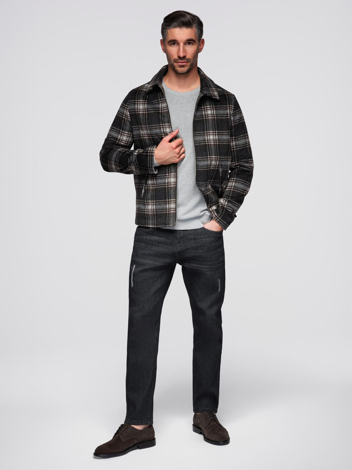 Pantaloni din denim pentru bărbați cu frecare REGULAR FIT - negru V2 OM-PADP-0241