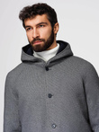 Men's melange long coat with hood - grey V1 OM-COWC-0122