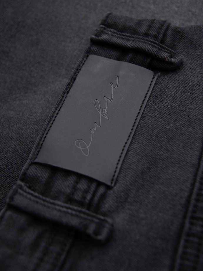 Pánské džínové šortky klasického střihu - černé V4 OM-SRDS-0171