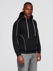 Unbuttoned men's sweatshirt with stand-up collar and hood - black V1 OM-SSZP-0216