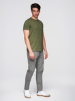 Klasické bavlnené pánske tričko BASIC - khaki V6 OM-TSBS-0236