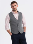 Fitted elegant men's structured knit vest - graphite V3 OM-BLZV-0147