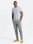 Men's classic cotton BASIC T-shirt - grey melange V5 OM-TSBS-0146 