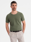 Tricou polo BASIC BASIC pentru bărbați, o singură culoare, din tricot piqué - verde neon V25 OM-POBS-0100