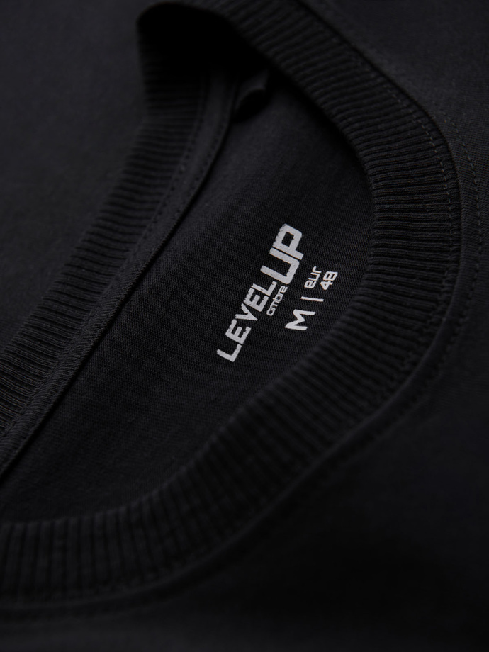 Men's cotton t-shirt with pocket print - black V1 OM-TSPT-0154