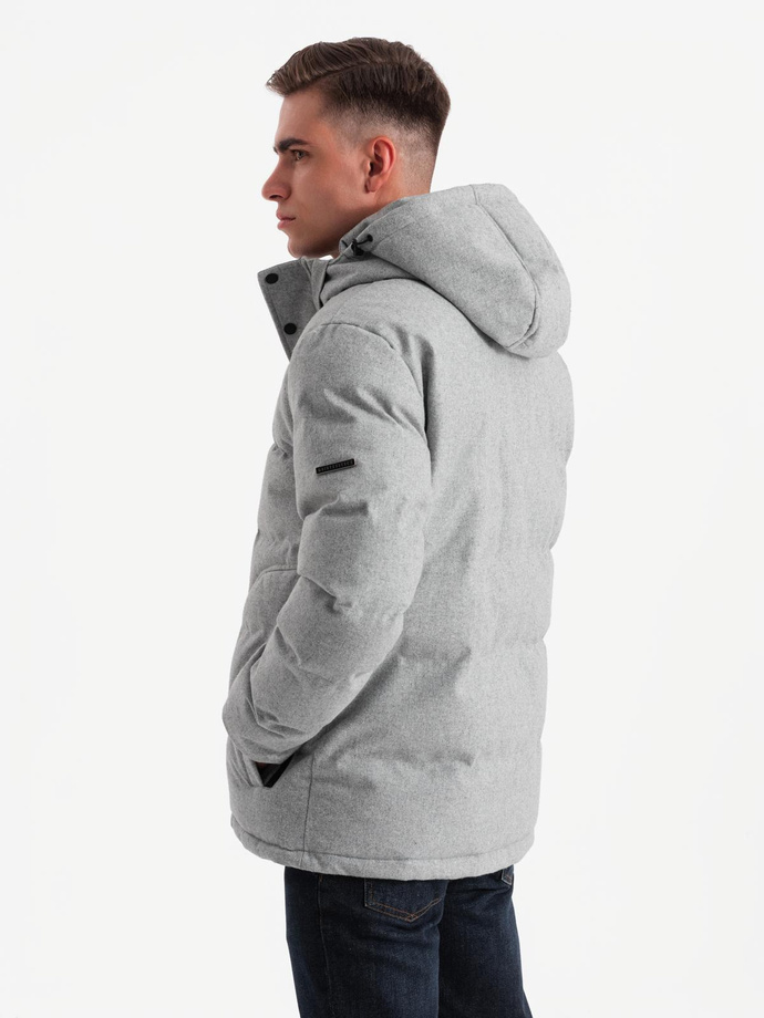 Men's lightweight jacket with mesh lining and hood - grey V3 OM-JAHP-0203