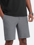 Men's shorts made of two-tone melange knit fabric - black V2 OM-SRCS-0127