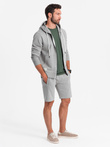 Men's sweatshirt set unbuttoned sweatshirt + shorts - gray V8 Z76