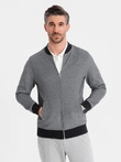 Pánská pletená bunda bomber - černá V1 OM-SSZP-0238