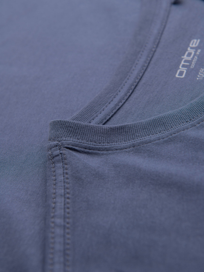 Tricou clasic BASIC din bumbac pentru bărbați - violet V13 OM-TSBS-0146