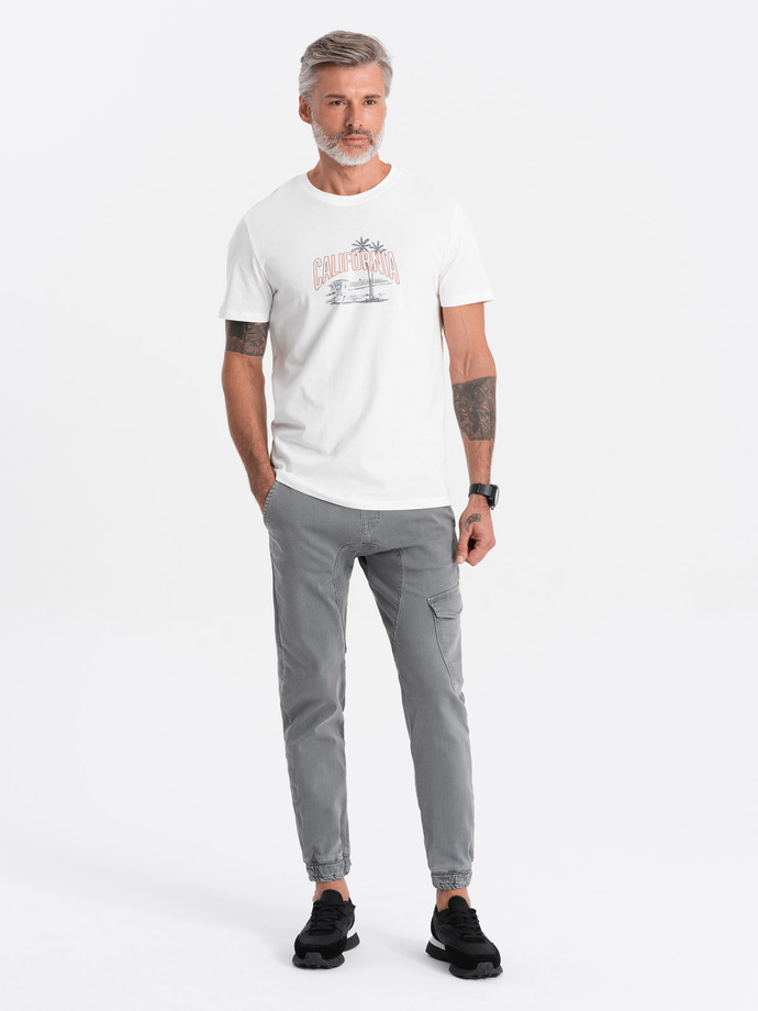 Pantaloni bărbați JOGGERS cu buzunar cargo - gri V4 OM-PADJ-0112