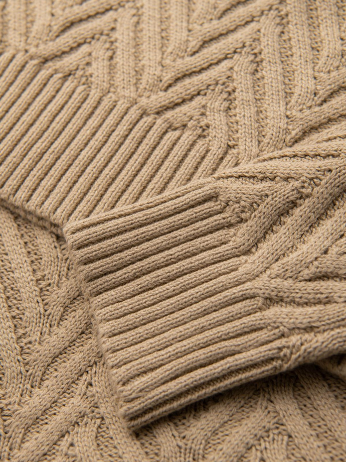 Pánský svetr z cik-cak úpletu - pískový V1 OM-SWSW-0147