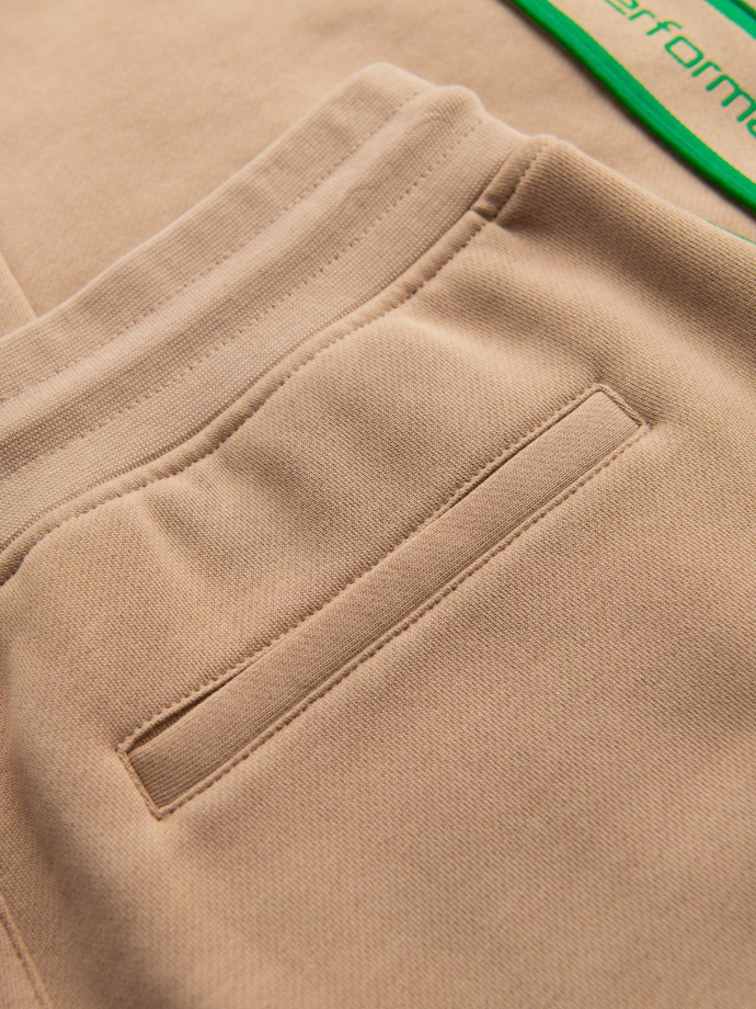 Pantaloni jogger sport pentru bărbați cu bordură - maro V1 OM-PASK-0284