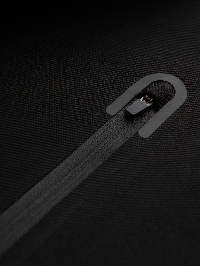 Palton bărbătesc cu glugă cu nervuri fine - negru V2 OM-COSC-0112