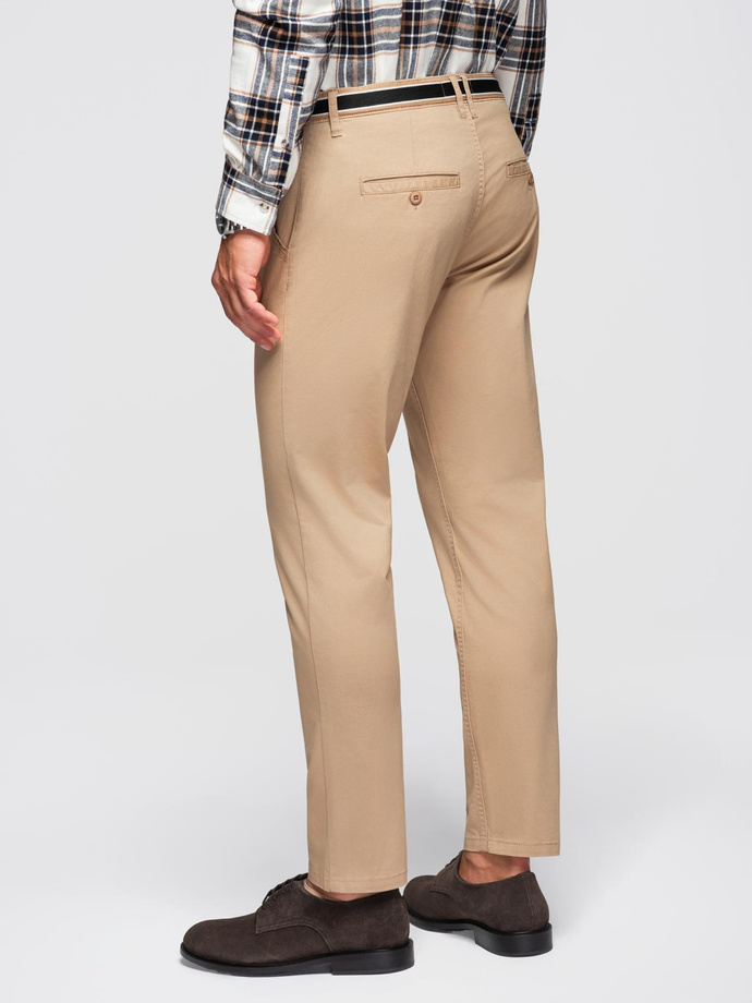 Pantaloni chino pentru bărbați cu talie decorativă - nisip V5 OM-PACP-0118