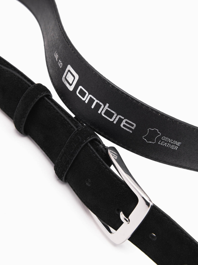 Pánsky jednofarebný opasok z prírodného semišu - čierny V1 OU-ACBE-0113