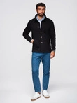 Men's button-down sweatshirt with stand-up collar - black V6 OM-SSZP-0240