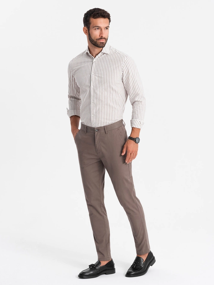 Pánske nohavice chino REGULAR FIT - hnedé V1 OM-PACP-0183